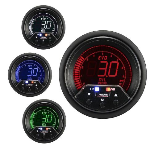 Prosport 60mm evo red blue green white led oil pressure gauge bar peak &amp; warning