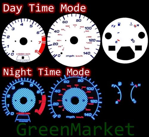 90-93 honda accord mt carbon white face blue indiglo glow gauges