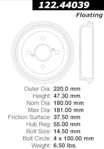 Centric parts 122.44039 rear brake drum