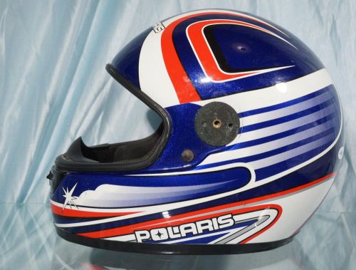 Nice red white blue polaris full face snowmobile helmet men&#039;s m