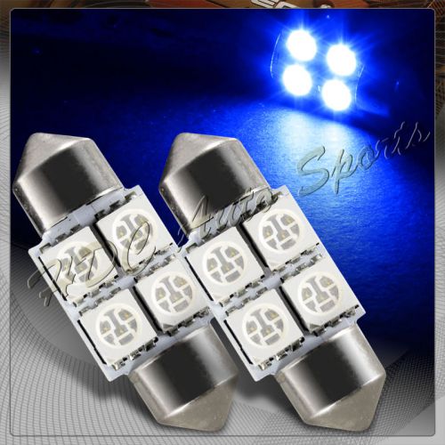 2x 31mm 4 smd blue led festoon dome map glove box trunk replacement light bulbs