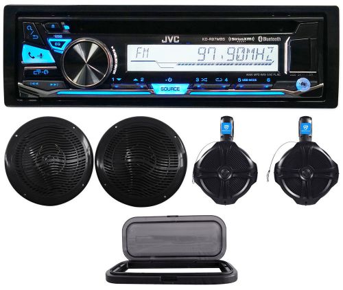 Jvc kd-r97mbs marine cd receiver+splash guard+2) 8&#034; boat speakers+2) wakeboards