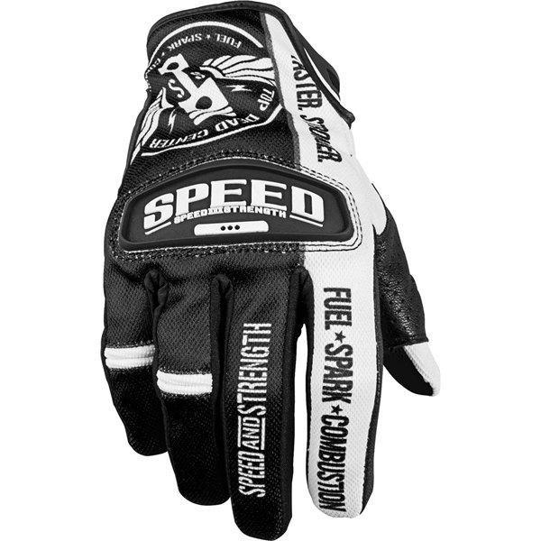 Black/white m speed and strength top dead center vented leather glove