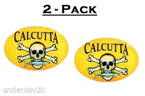 2-pack of calcutta fishing outdoors raised decals skull &amp; crossbones black gold