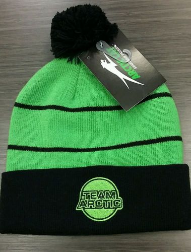 Team arctic cat beanie hat w/ pom lime green and black
