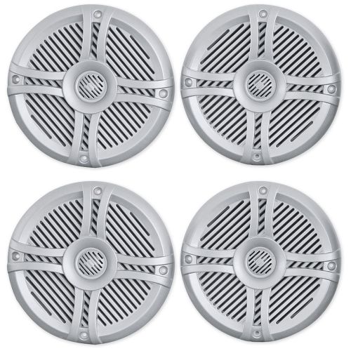 (4) rockville rmsts65s 6.5&#034; 1600w waterproof marine boat speakers 2-way silver