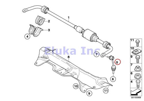 Bmw genuine suspension rear left right sway bar end link e70 e70n e71 e72 f15