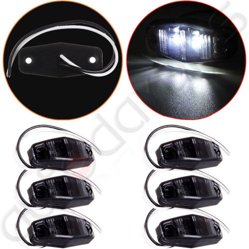 6pcs white 12v led light smoke mini sealed mount universal side marker trailer