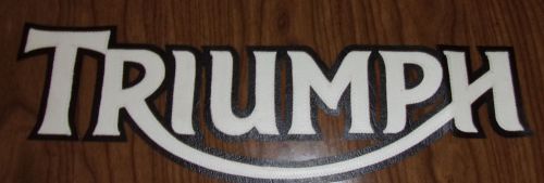 Triumph motorcycles 13 inch patch white lettering with black synthetic leather