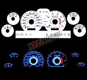 Blue reverse el indiglo glow white gauge face for 94-98 mustang base v6 3.8l