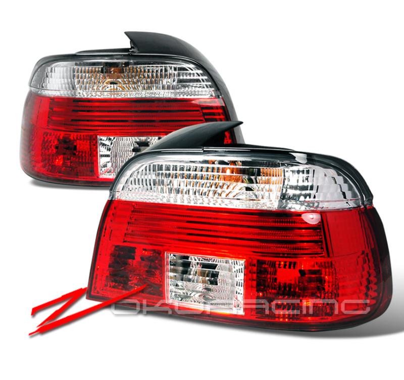 97-00 bmw e39 528i 530i 540i red/clear tail lights pair