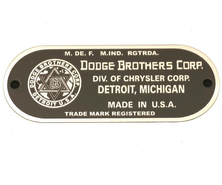 28,29,30,31,32,33,34,35,36 dodge brothers id plate - show quality