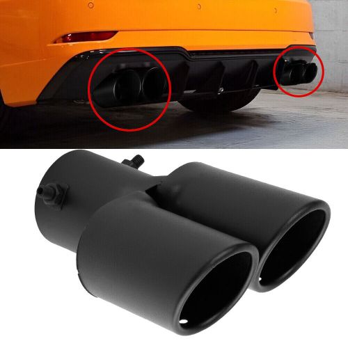 Straight cut dual tailpipe outlet exhaust tip for outer diameter 1.5&#034;-2.4&#034; black