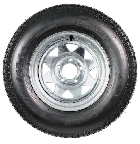 2-pk trailer tire on rim st205/75d14 2057514 f78-14 5 lug spoke wheel galvanized