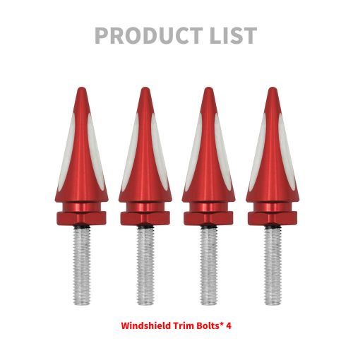 Red windshield screws cutout spike trim decoration fit for harley road glide 98+