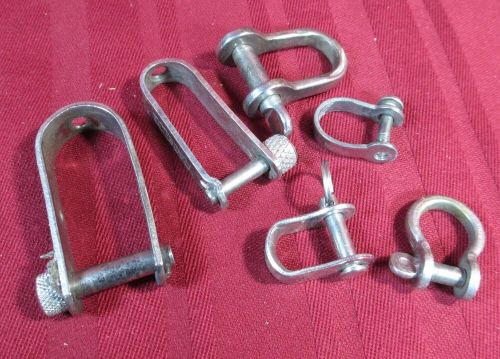 6 stainless steel shackles 1/8 &amp; 1/4&#034; clevis sail halyard sheet jib main