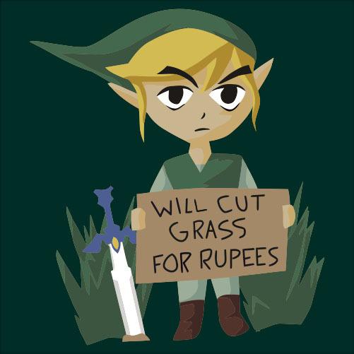 Will cut grass for rupees zalda car bumper sticker decal 4" x 4"