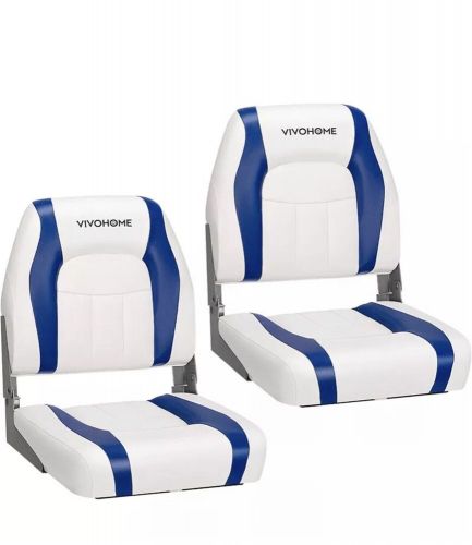 Folding low back boat seats 2 pack, waterproof boat captain chairs sponge padded