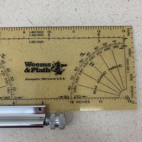 Weems &amp; plath marine navigation parallel plotter protractor slide ruler #120 vtg