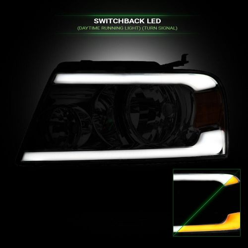Topline for 04-08 f150 chrome sequential led strip headlights a+horizontal grill