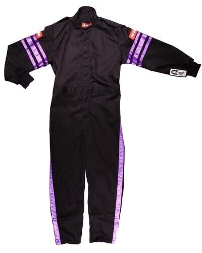 Racequip 1950591rqp pro-1 driving suit sfi 3.2a/1 black/purple stripe youth xs