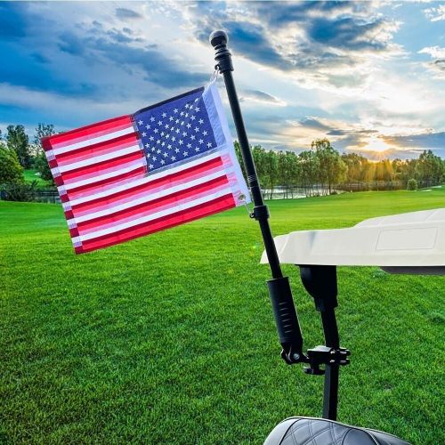 Golf cart flag holder, flag pole kit for yamaha club car &amp; ezgo 12&#034;x18&#034; flag inc