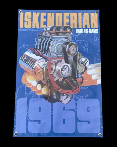 Isky racing cams iskenderian 1969 catalog 2&#039;x3&#039; vinyl banner drag racing nhra