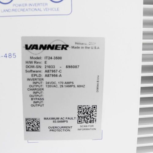 Vanner inc, it24-3500, industrial tru-sinewave inverter, 24v 3500 watt