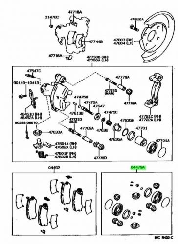 Toyota genuine levin corolla rear disc brake cylinder kit 04479-12190 oem