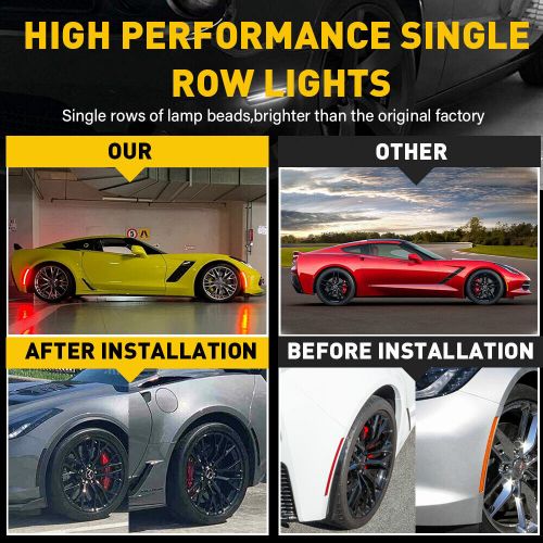 4x smoked led f&amp;r amber red side marker lights for chevy corvette c7 2014-19 exv