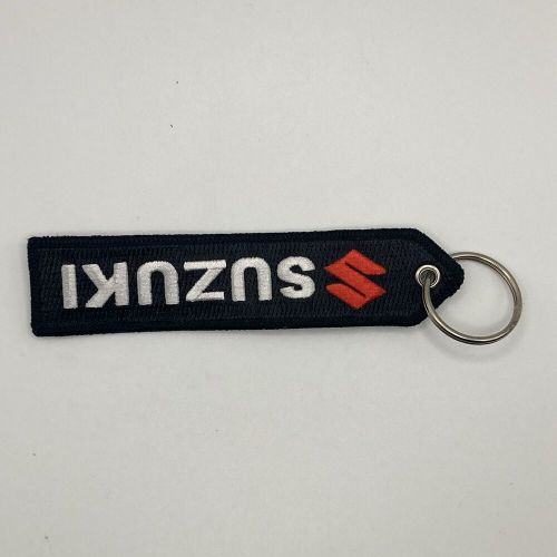 Suzuki double sided embroidered key chain black red white logo 5”