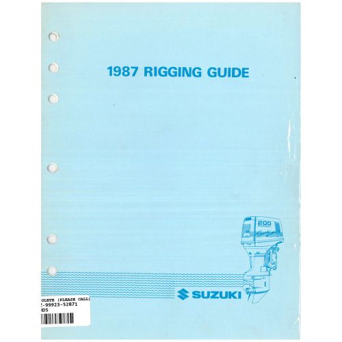 Suzuki outboard marine 1987 rigging guide manual 99923-52871