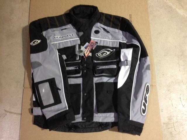 Enduro racing jacket, ufo, grey,black, adult large, new!