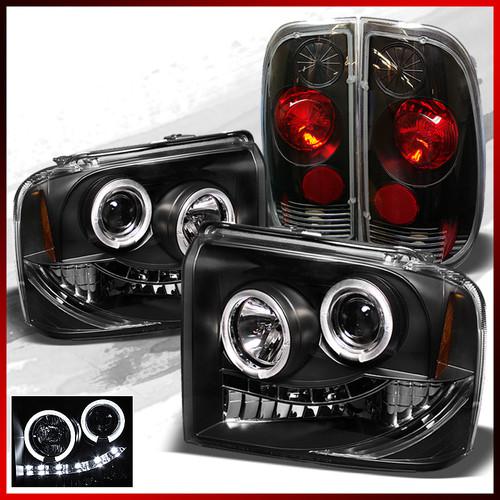 05-07 ford f250/350 super duty halo led projector headlights+tail lights set