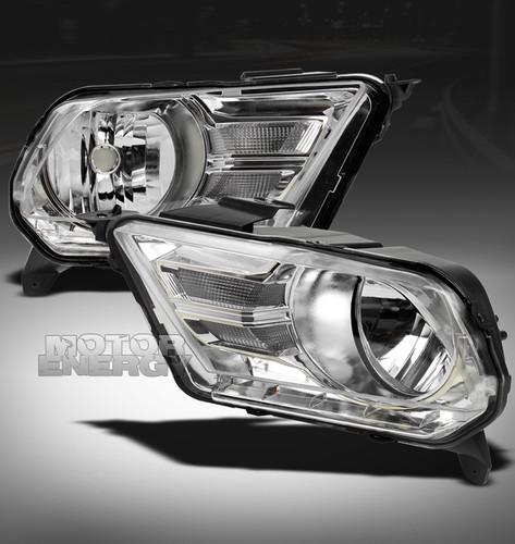 2010 2011 2012 2013 ford mustang 2dr base/gt crystal headlight chrome left+right