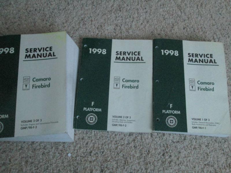 1998 camaro & firebird service manual 2 book set complete