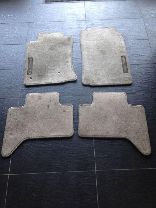 Oem 05-11 toyota tacoma double cab floor mats set tan beige carpet w/ logo