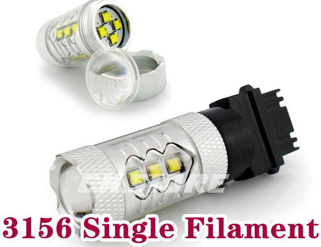 2x 80w white 3156 cree led auto car single filament turn lights bulb reversing