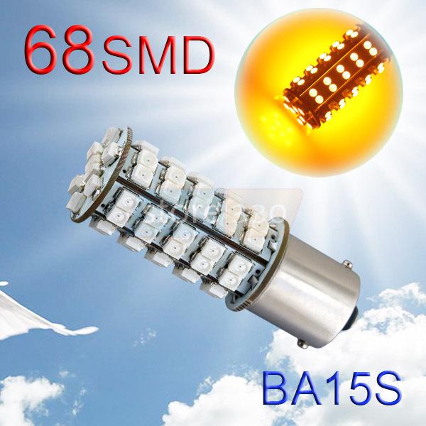 1156 ba15s 68 smd amber / yellow tail fog turn signal led car light bulb lamp