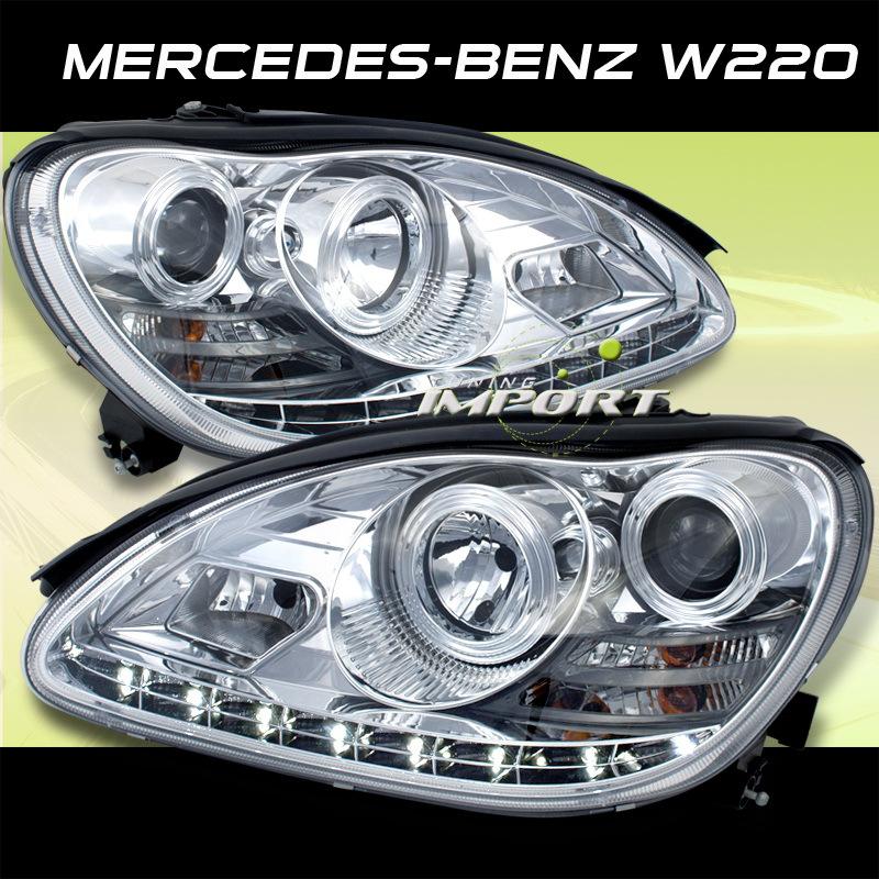 2000-2005 mercedes benz w220 s class chrome led projector headlights lamps new