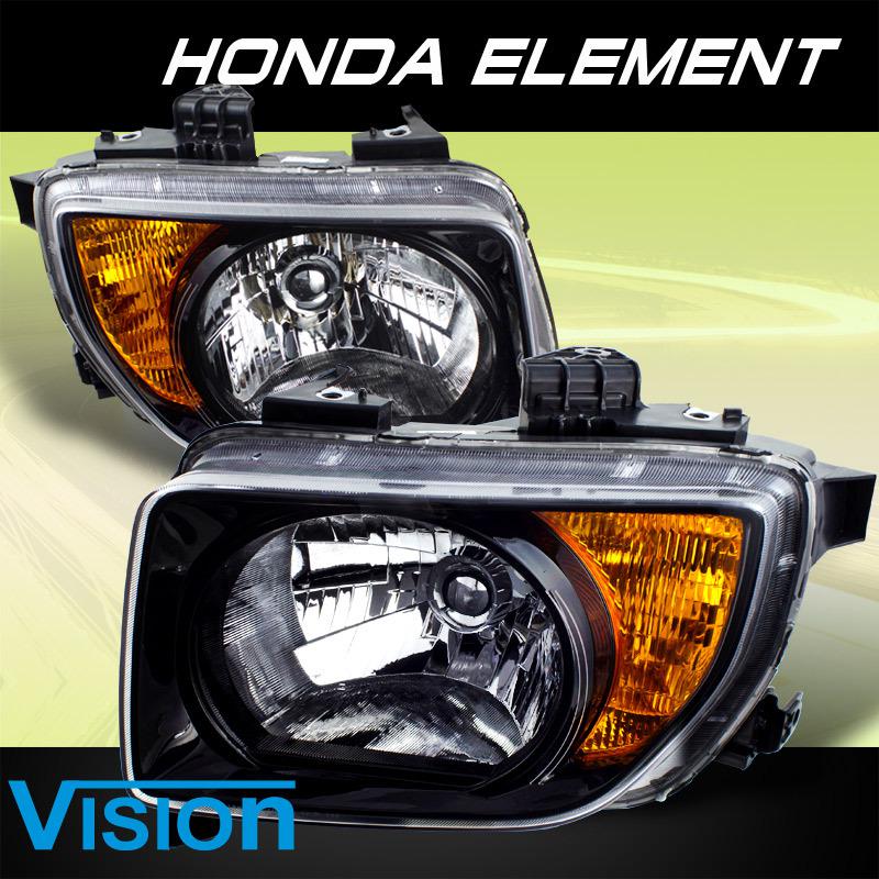 Honda element 07-08 new pair left+right clear head lights amber reflector pair