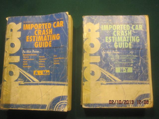 Motor imported car crash estimating guide 2 volumes 1995 and 1997 look