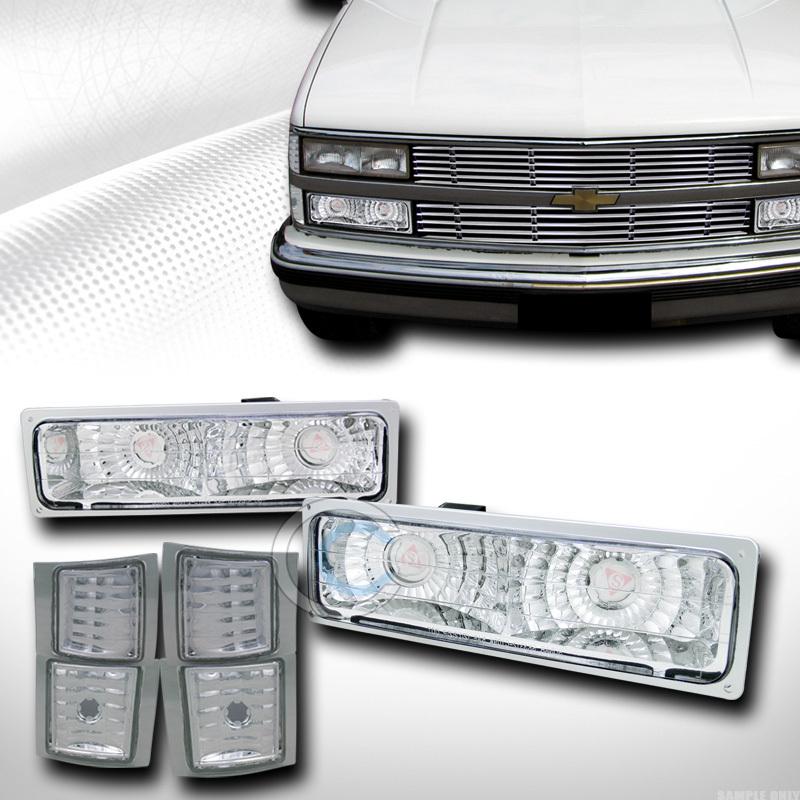 Chrome clear lens signal bumper w/corner lights yd 94-98 chevy c10 c/k truck/suv