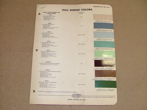 1953 dodge dupont paint chips original colors chart