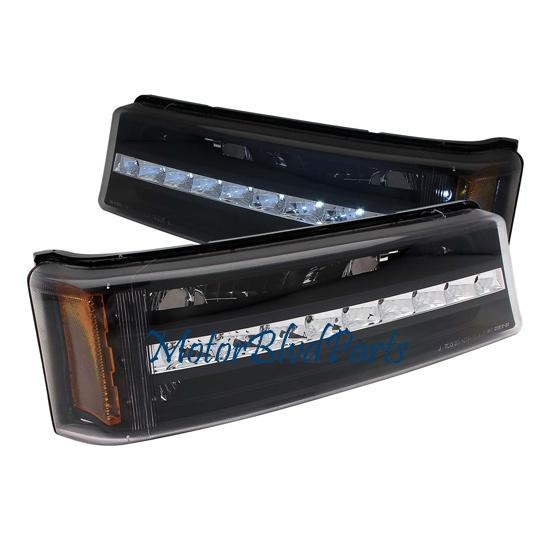 03-07 chevrolet avalanche/silverado led park/signal lights black left+right set