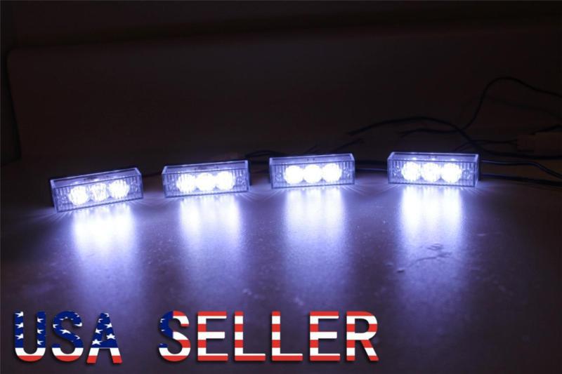 12 led car truck boat strobe warning flash light for deck dash grill white