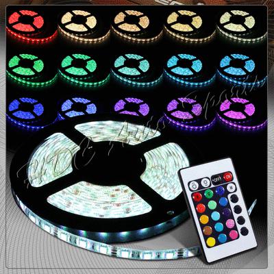 Universal 4 mode 16 ft 12v smd 16 color led flexible strip w/ remote controller