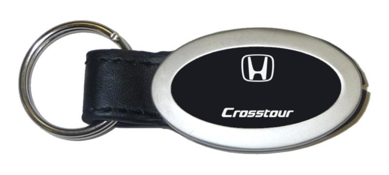 Honda crt black oval leather keychain / key fob engraved in usa genuine