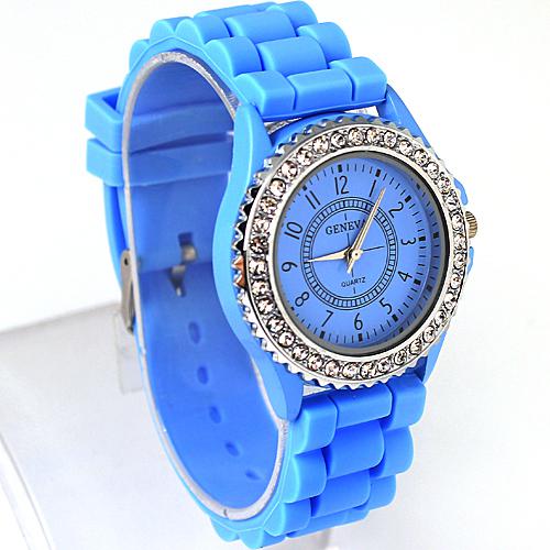 Hot geneva crystal jelly silicon teenagers girls women's wristwatch