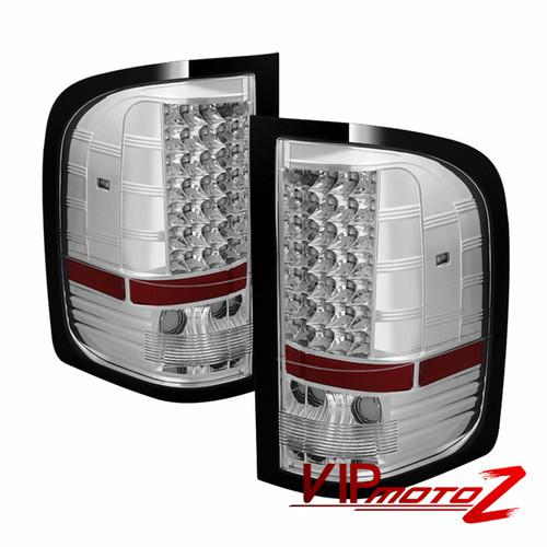 2007-2013 chevy silverado chrome/clear led tail lamps brake light left+right set